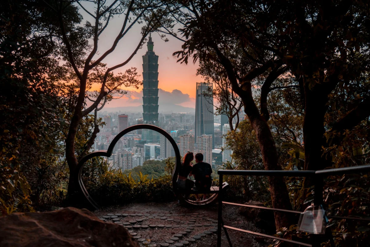 Romantic view of Taipei skyline for couples
