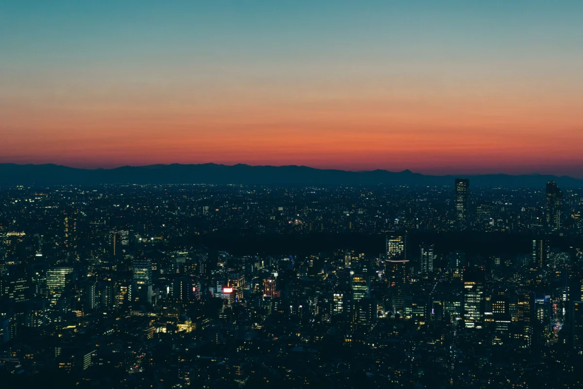 Romantic view of Tokyo's skyline during sunset