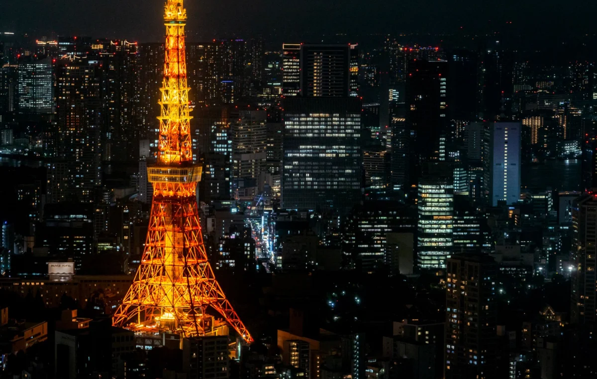 Tokyo skyline at night showcasing the city's vibrant atmosphere