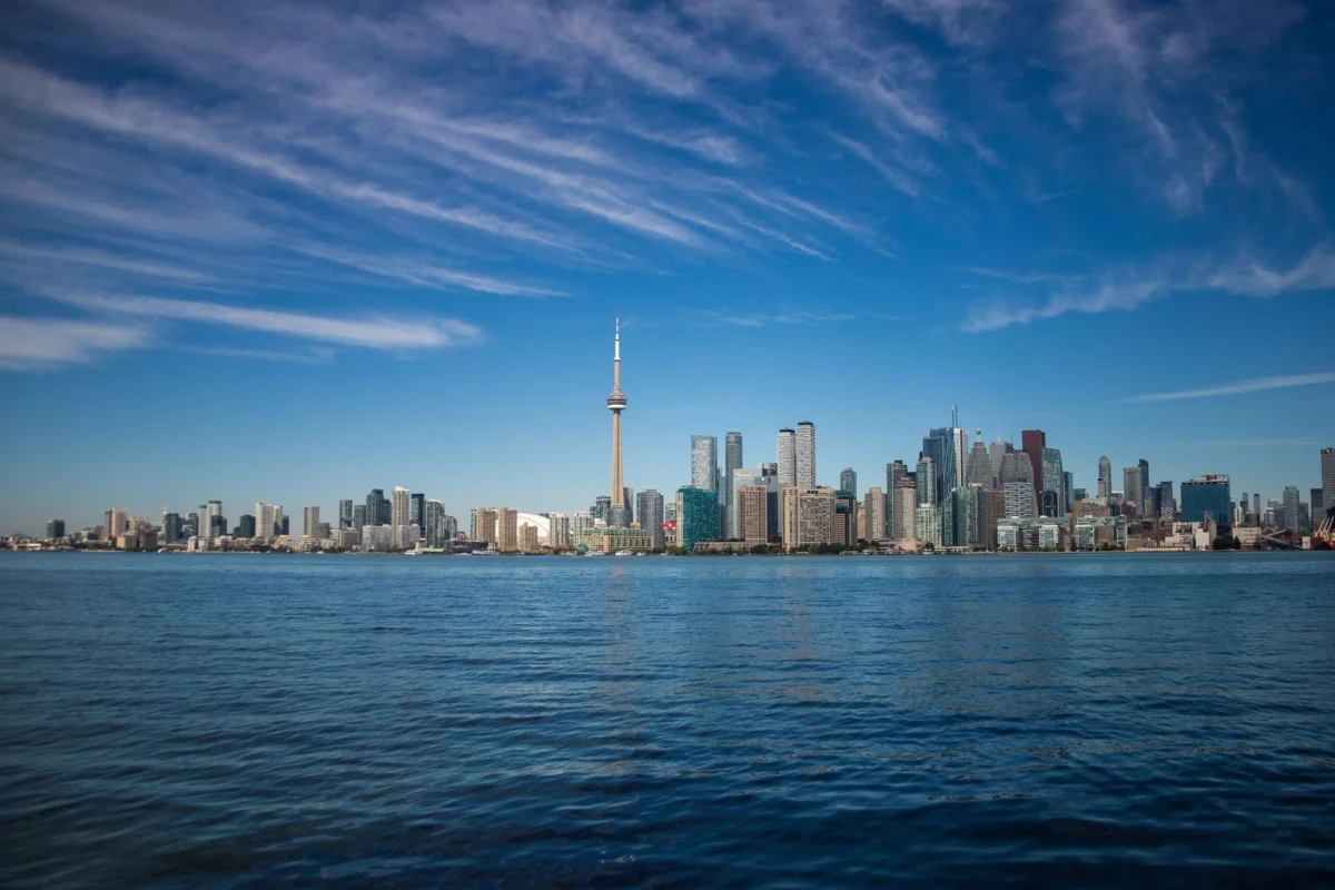 Toronto skyline featuring iconic buildings like the CN Tower