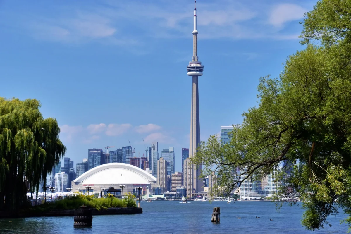 Iconic CN Tower with Toronto skyline in the background