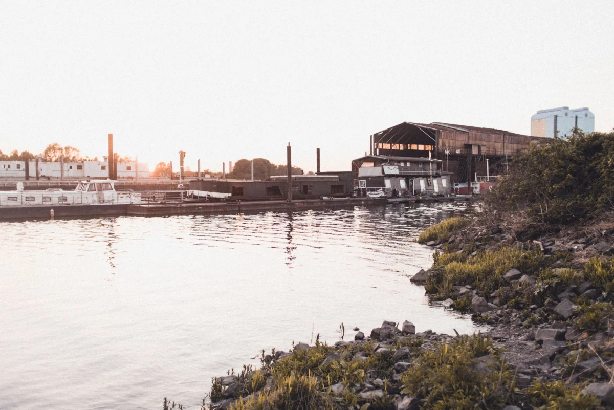 Romantic view of Turku riverside at sunset