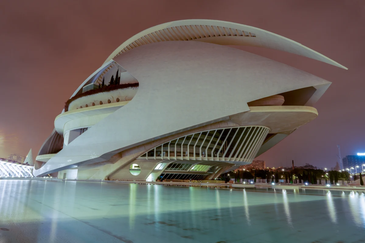 Romantic Valencia skyline at sunset