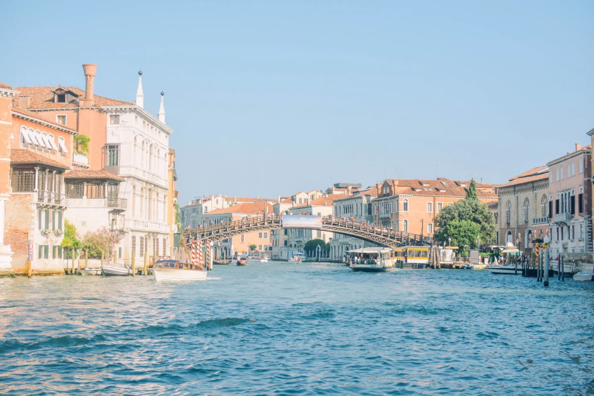 Venice Grand Canal view with historic buildings