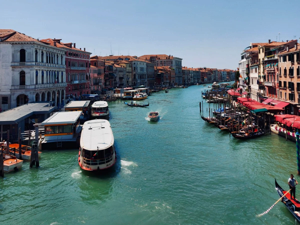Venice Grand Canal with business district in view