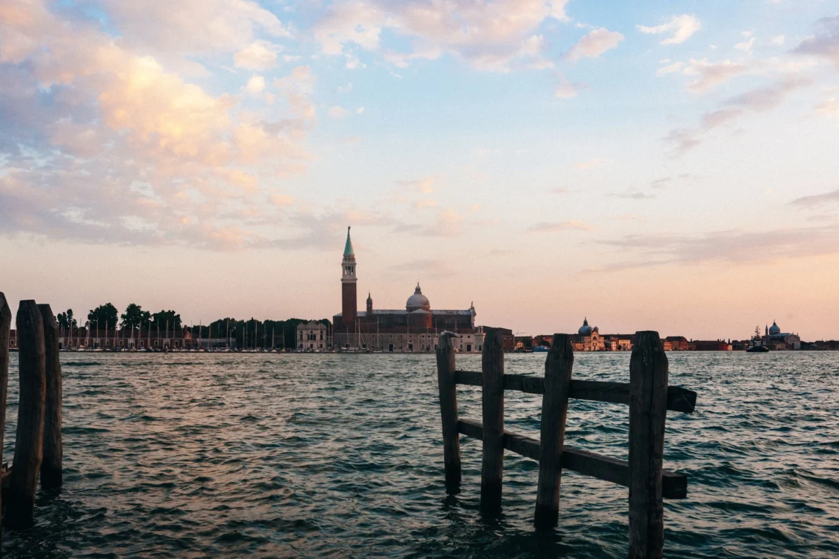 Romantic skyline of Venice with a sunset view