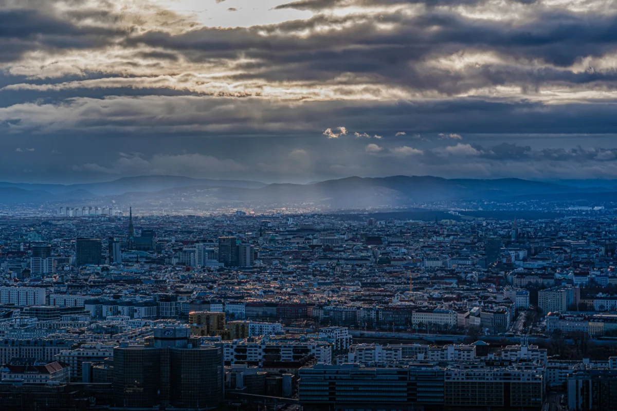 Dusk view of Vienna skyline, a romantic destination for couples