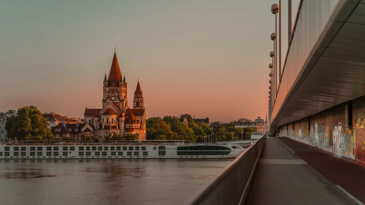 Stunning sunset view over Vienna's scenic cityscape