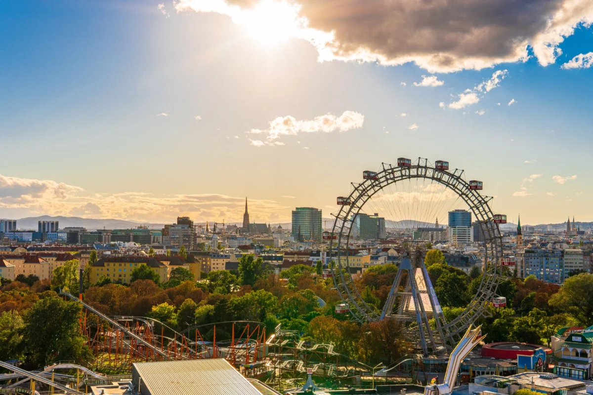 Vienna city skyline at sunset showcasing its romantic charm