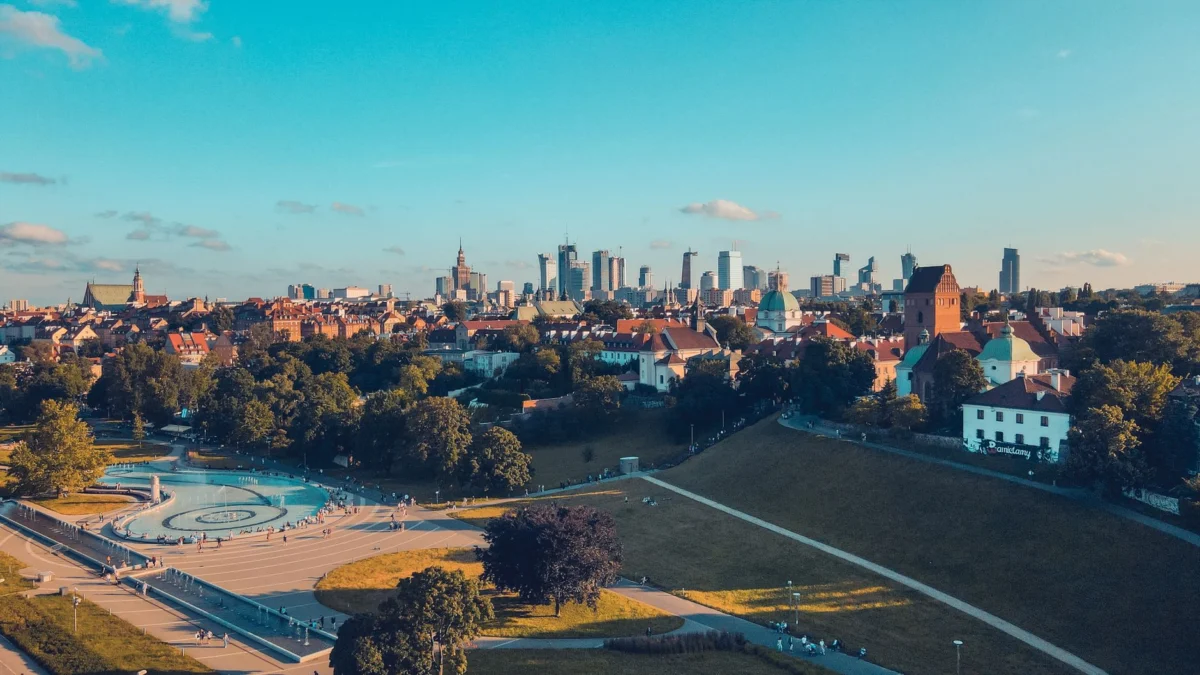Panoramic view of Warsaw's old town skyline