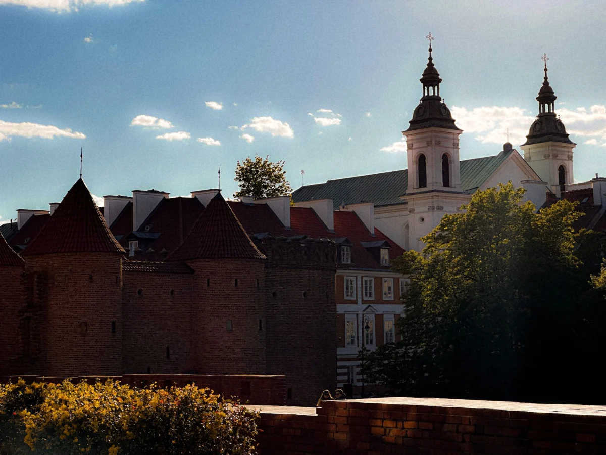 Warsaw Old Town skyline at sunset, iconic cultural view