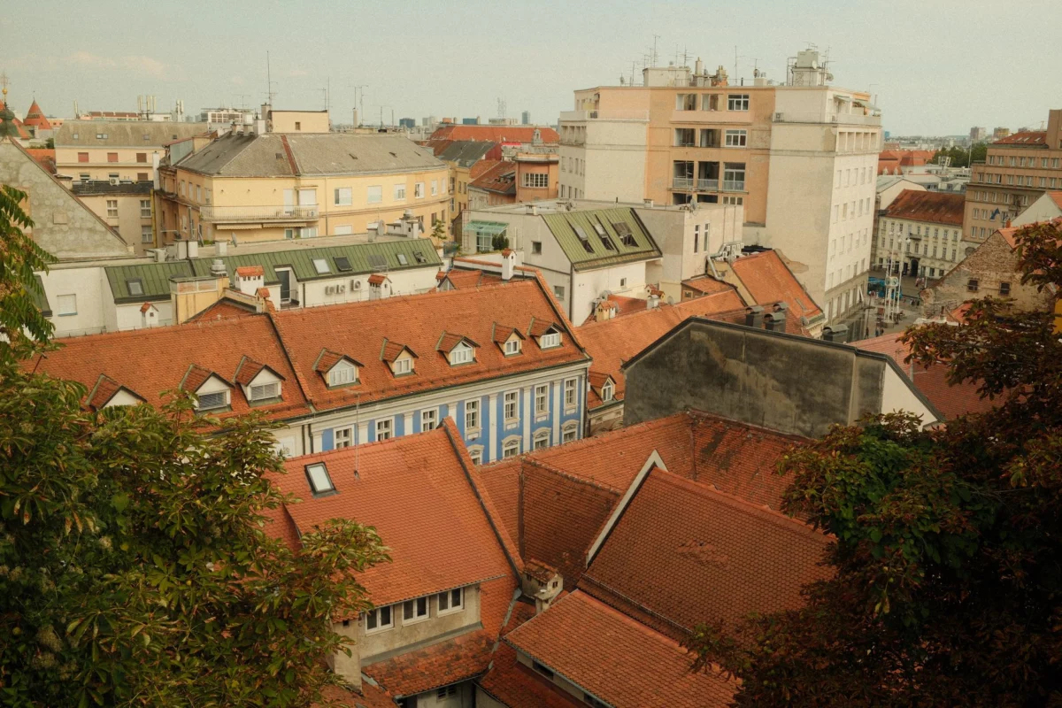 Romantic view of Zagreb skyline at dusk from Upper Town