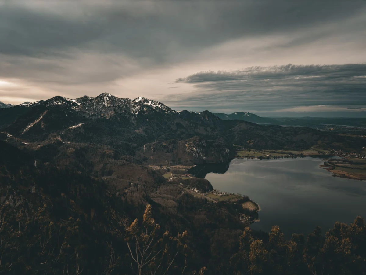 Romantic sunset over the Zell am See lake