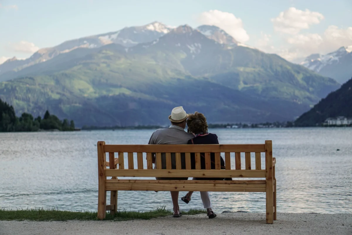Scenic view of Zell am See town by the lake