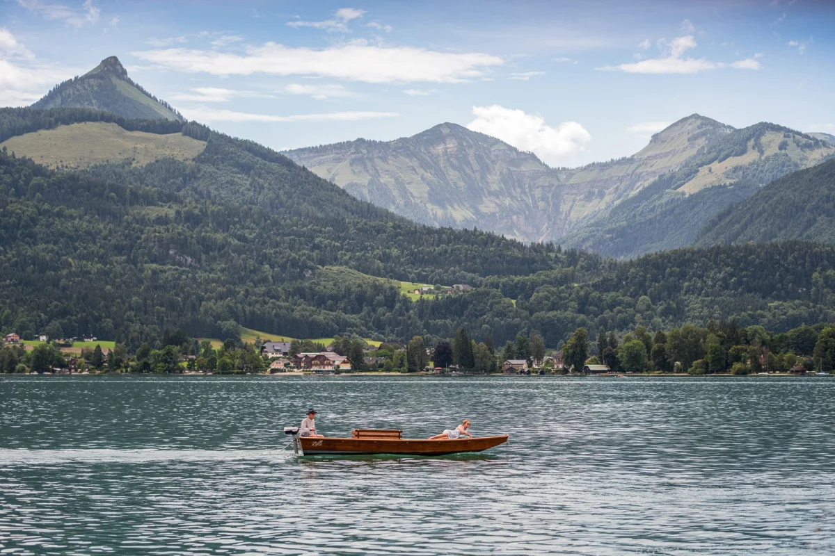 Scenic view of Zell am See with lake and mountains