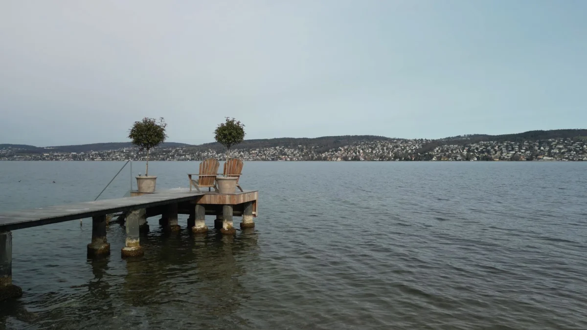 Serene view of Zurich lake and skyline, perfect for honeymoons