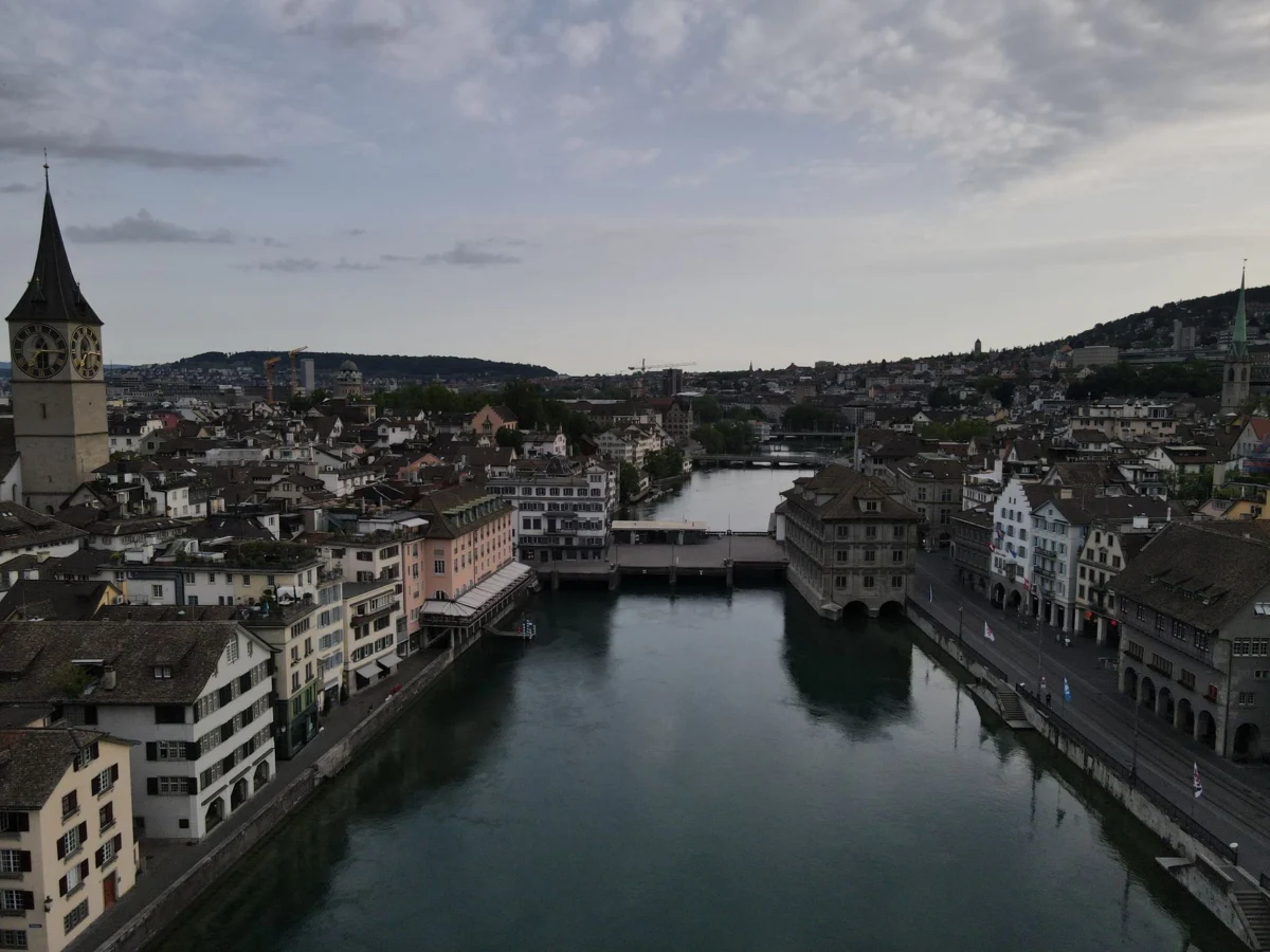 Scenic view of Zurich skyline across the river