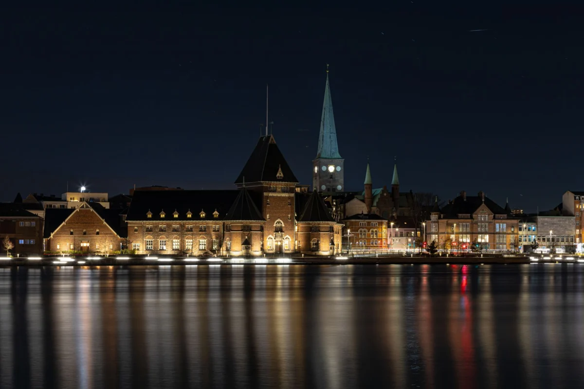 View of Aarhus city skyline with modern architecture