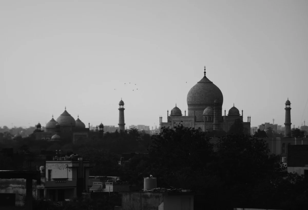A romantic sunset view of the Taj Mahal in Agra