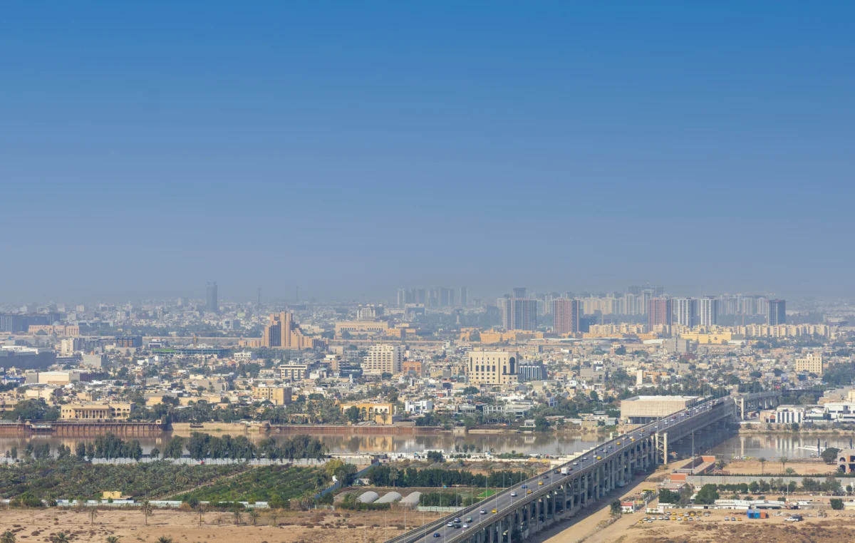 Evening view of Al Riffa's vibrant skyline