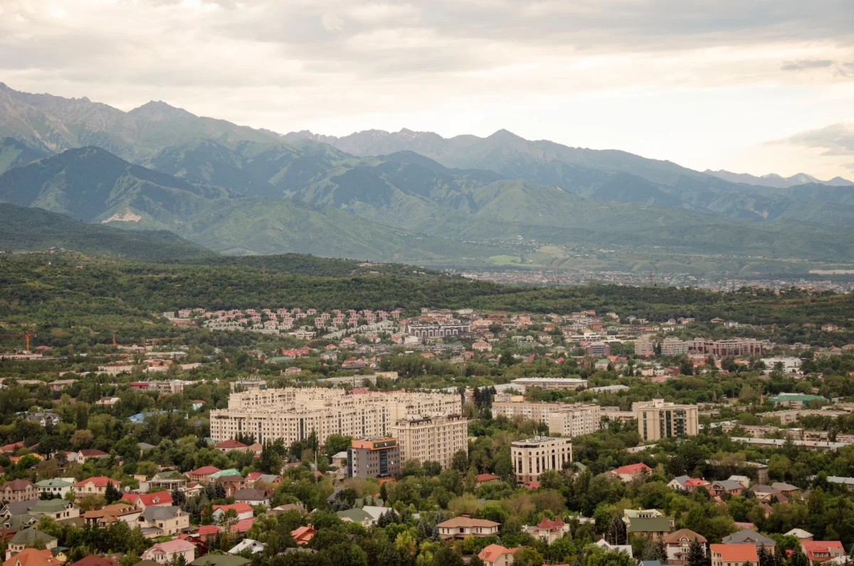 Stunning view of Almaty city with the mountain skyline in the background