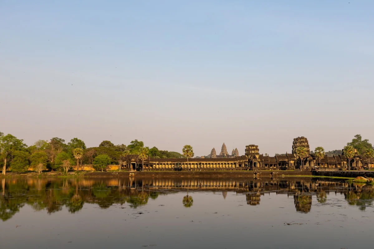 Scenic view of Angkor Wat at sunrise in Siem Reap