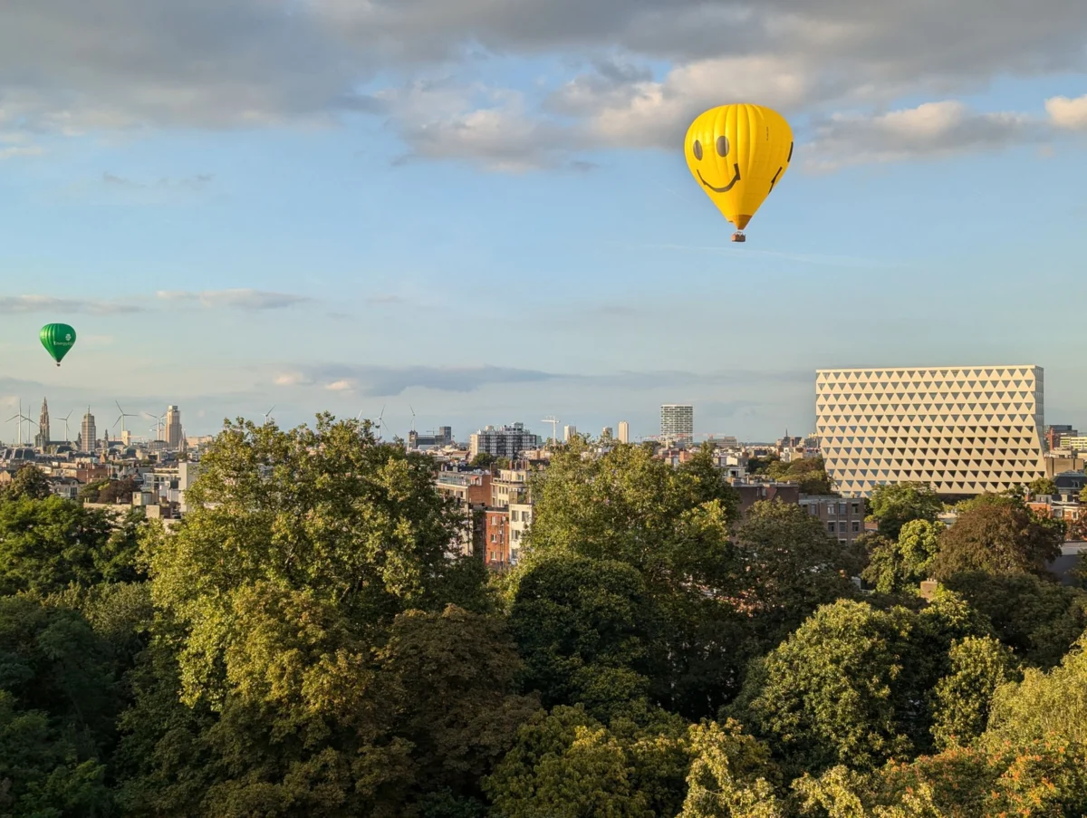 Scenic view of Antwerp's iconic cityscape during sunset