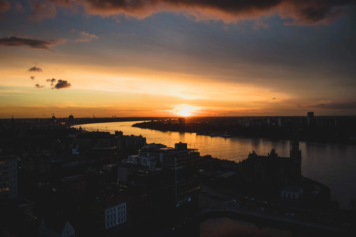 A romantic hotel view with Antwerp skyline