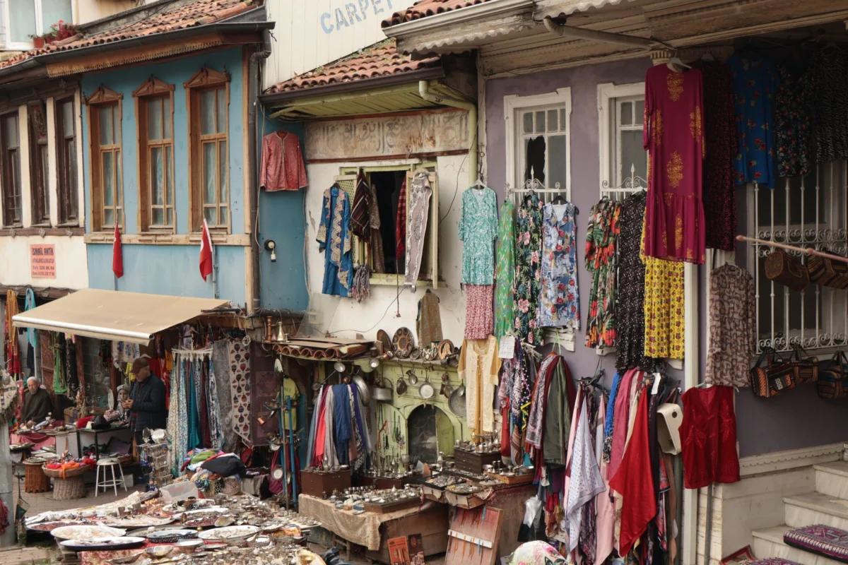 Vibrant market scene in Atakpame with cultural elements