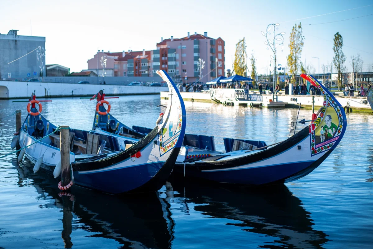 Scenic view of Aveiro's canal with gondolas, perfect for couples
