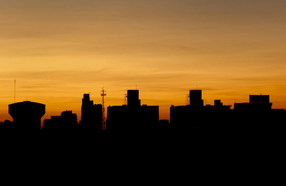 Romantic Barranquilla skyline view at sunset