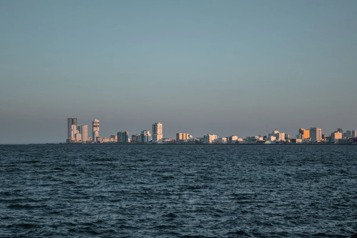 Romantic evening skyline view of Barranquilla