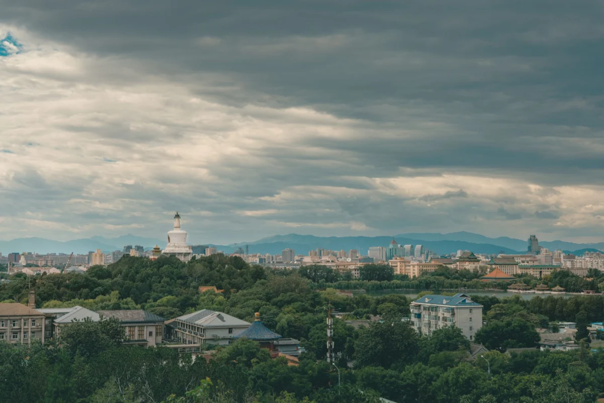 Romantic view of Beijing skyline at dusk