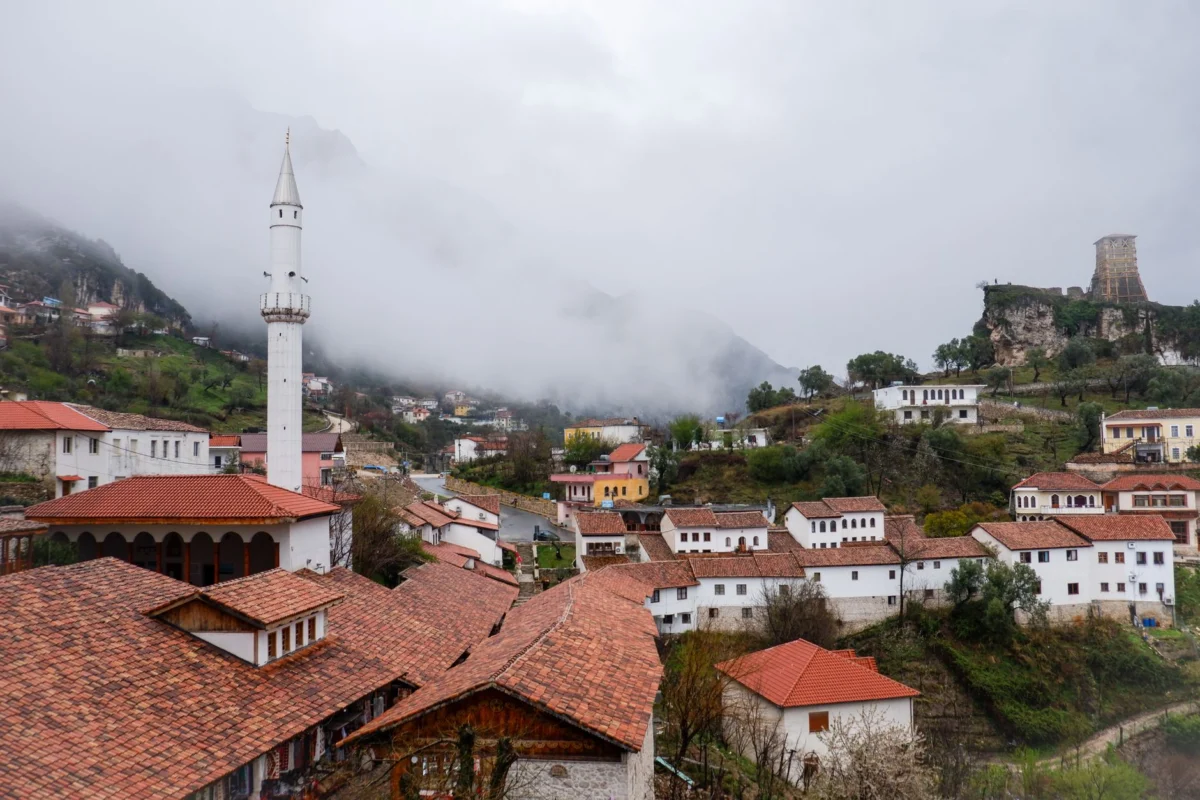 Panoramic view of Berat with historic castle