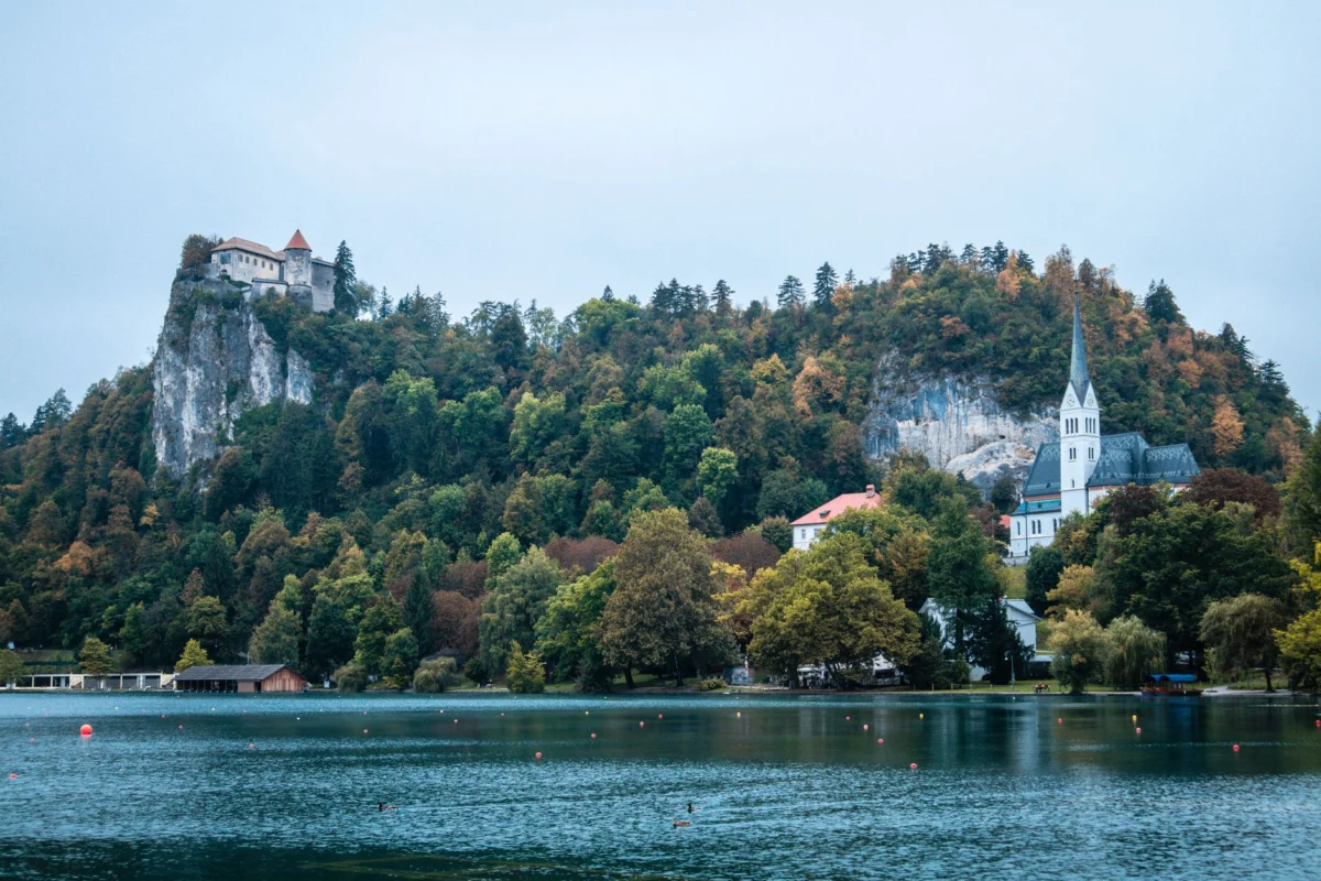 Romantic view of Bled with the iconic lake and castle