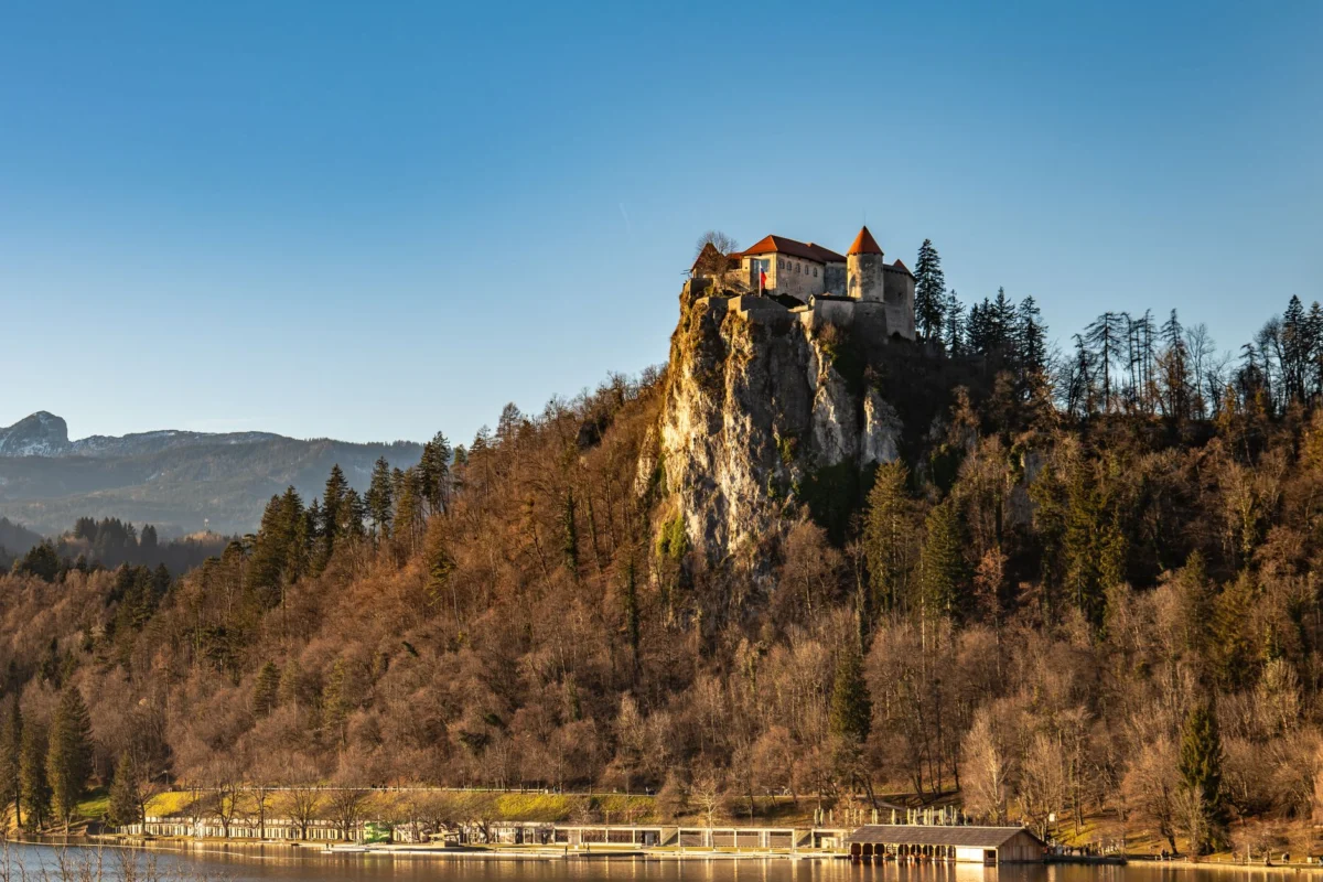 Scenic view of Lake Bled with the iconic castle
