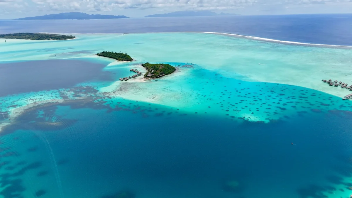 Breathtaking sunset view over Bora Bora's lagoon