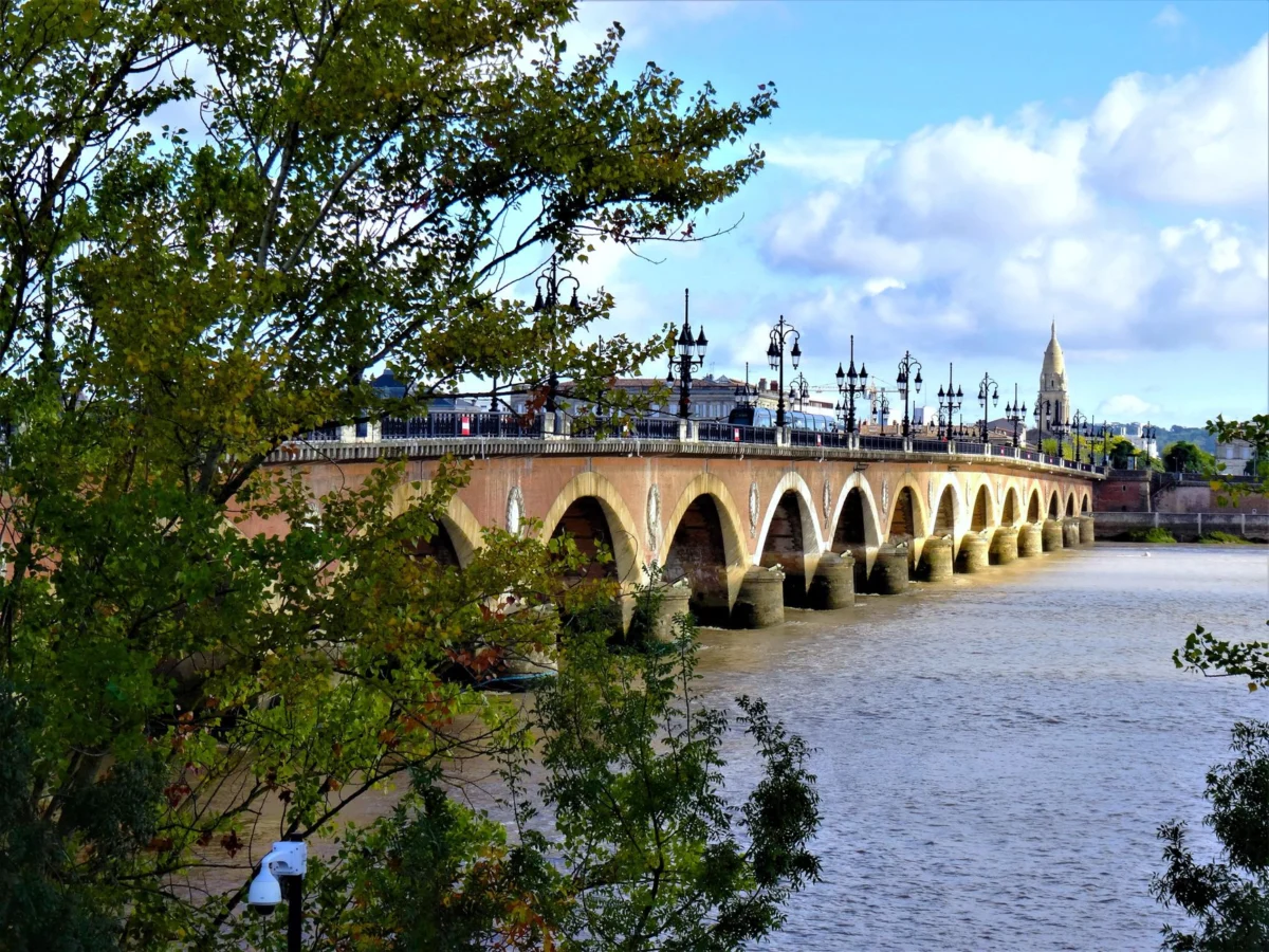 Panoramic view of Bordeaux skyline with iconic landmarks