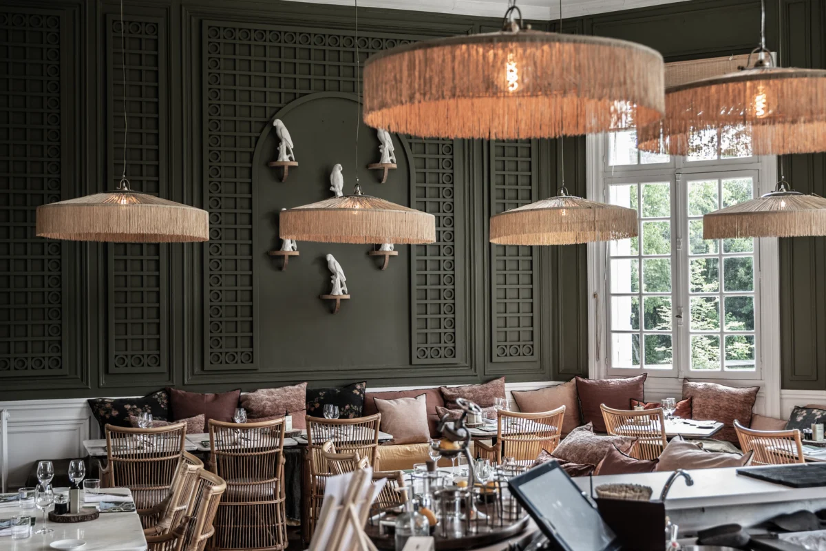 Elegant luxury hotel room in Bordeaux with city view