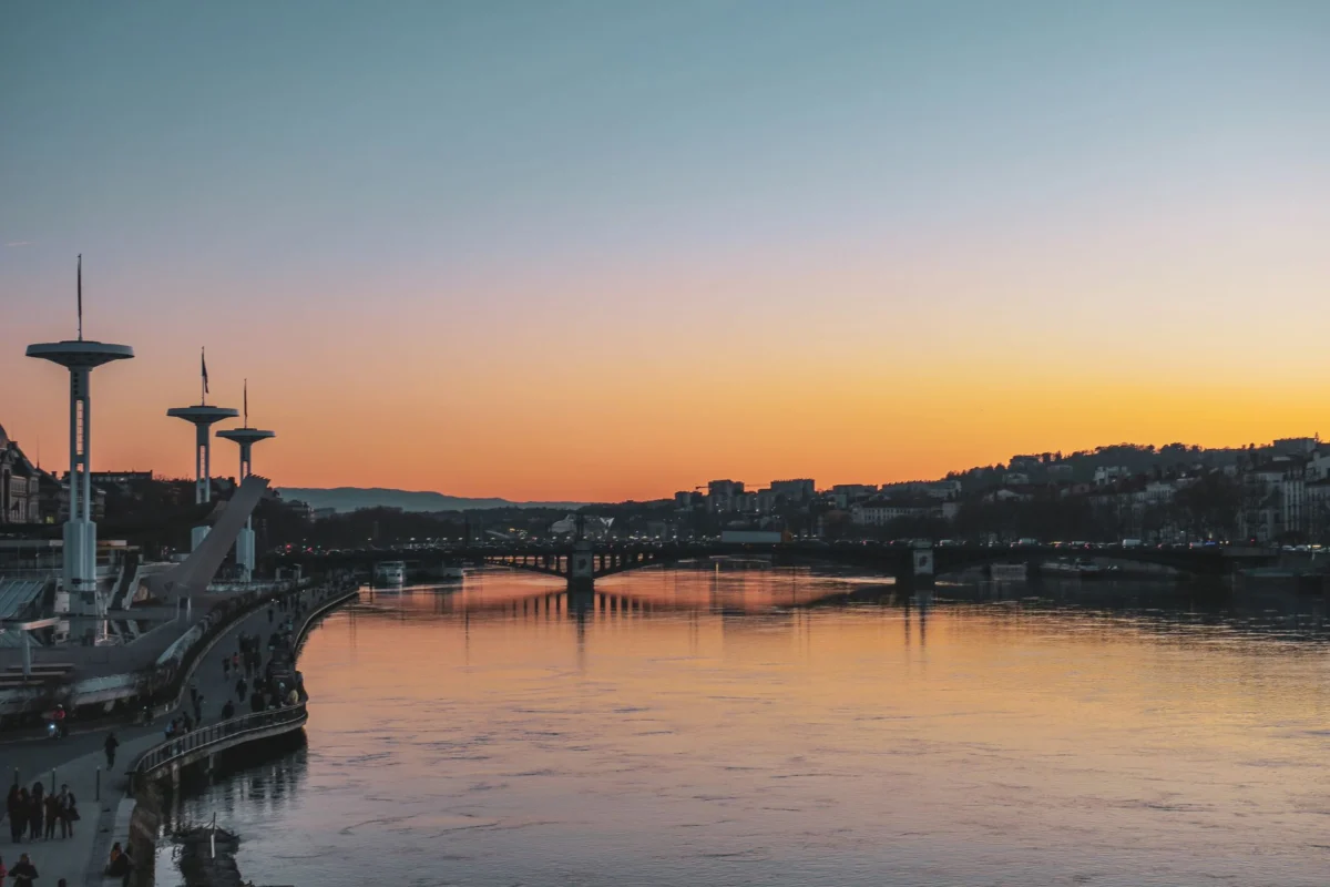 Romantic view of Bordeaux's riverfront at sunset