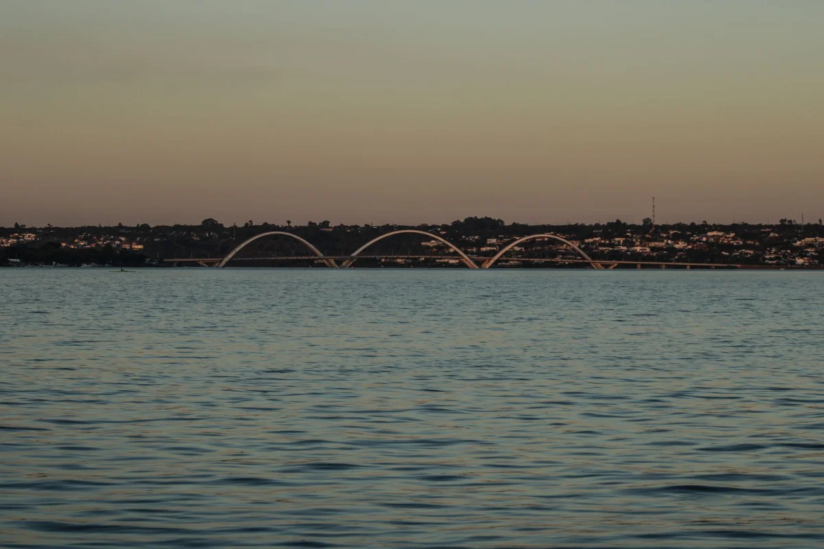 Brasilia skyline with dramatic sunset colors