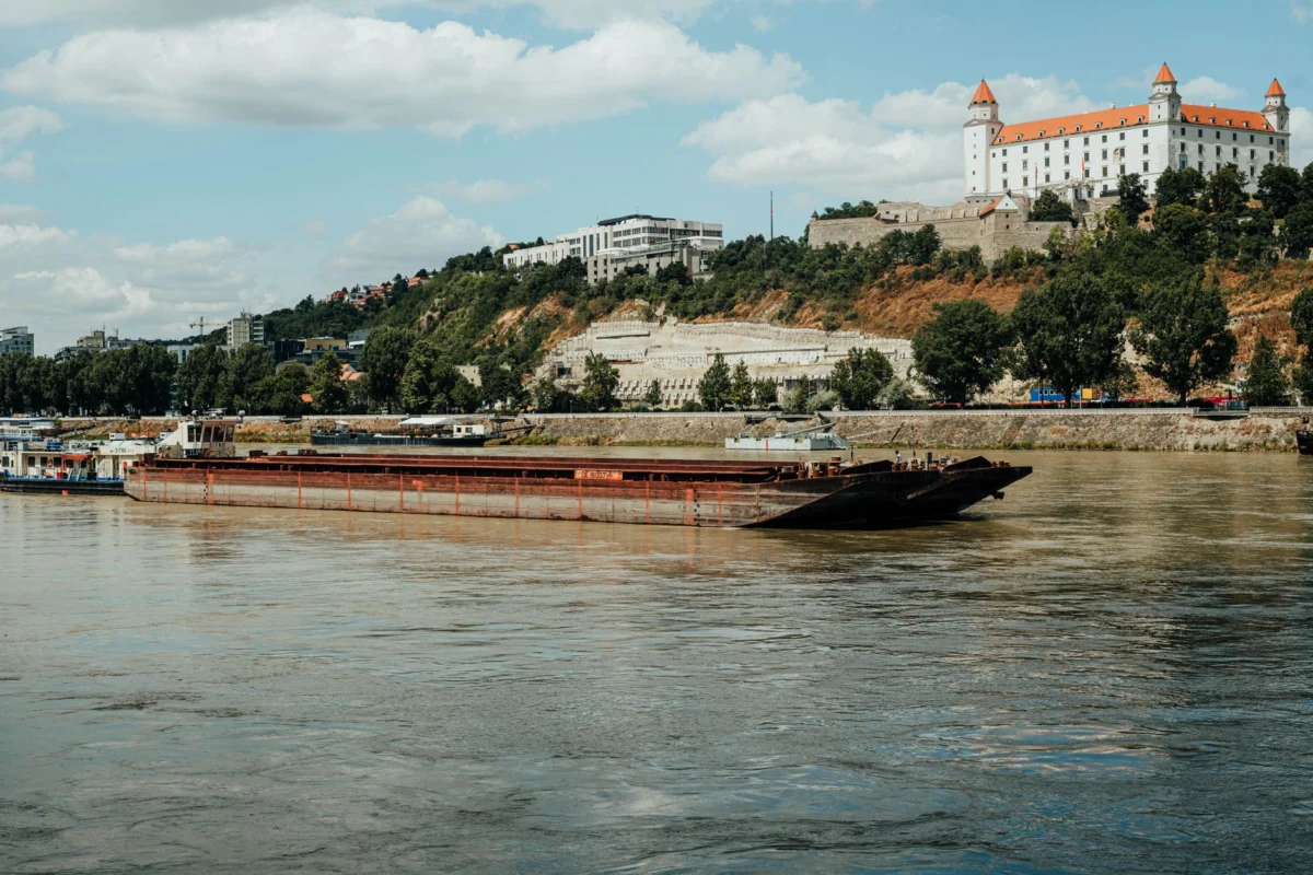 Romantic view of Bratislava Castle at sunset