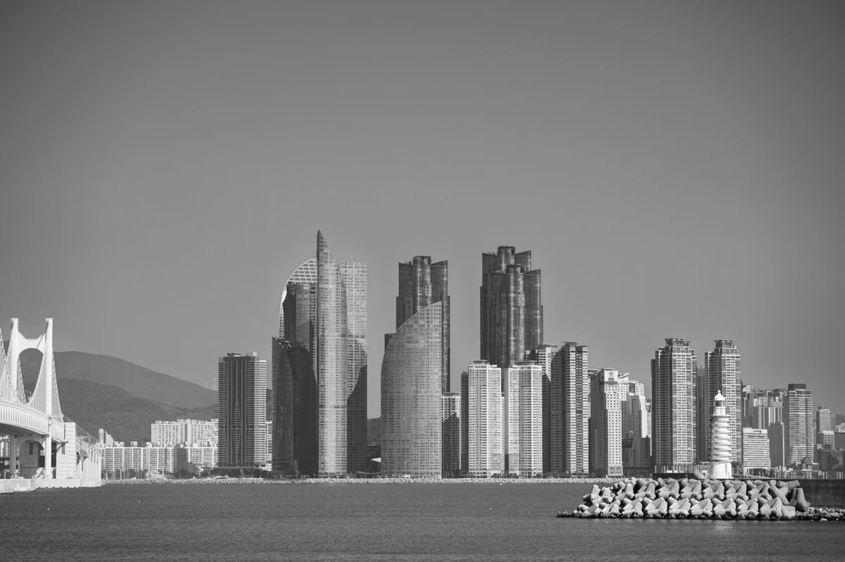 Panoramic view of historic Busan, featuring romantic landmarks