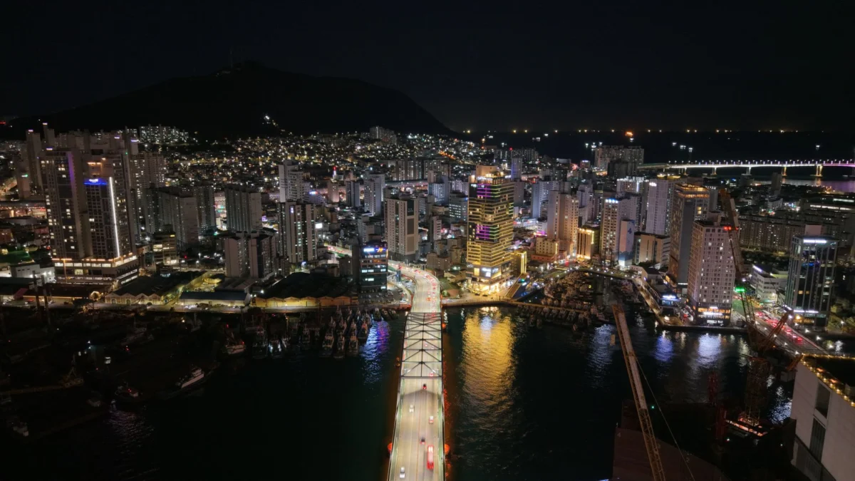 Romantic view of Busan skyline at night