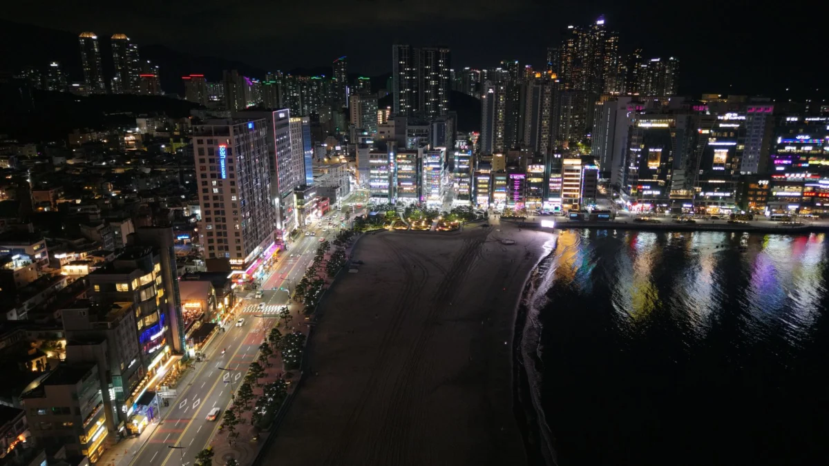 Romantic view of Busan skyline illuminated at night