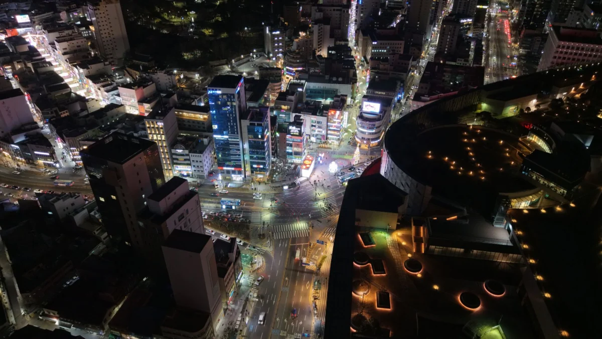 Romantic night view of Busan's cityscape