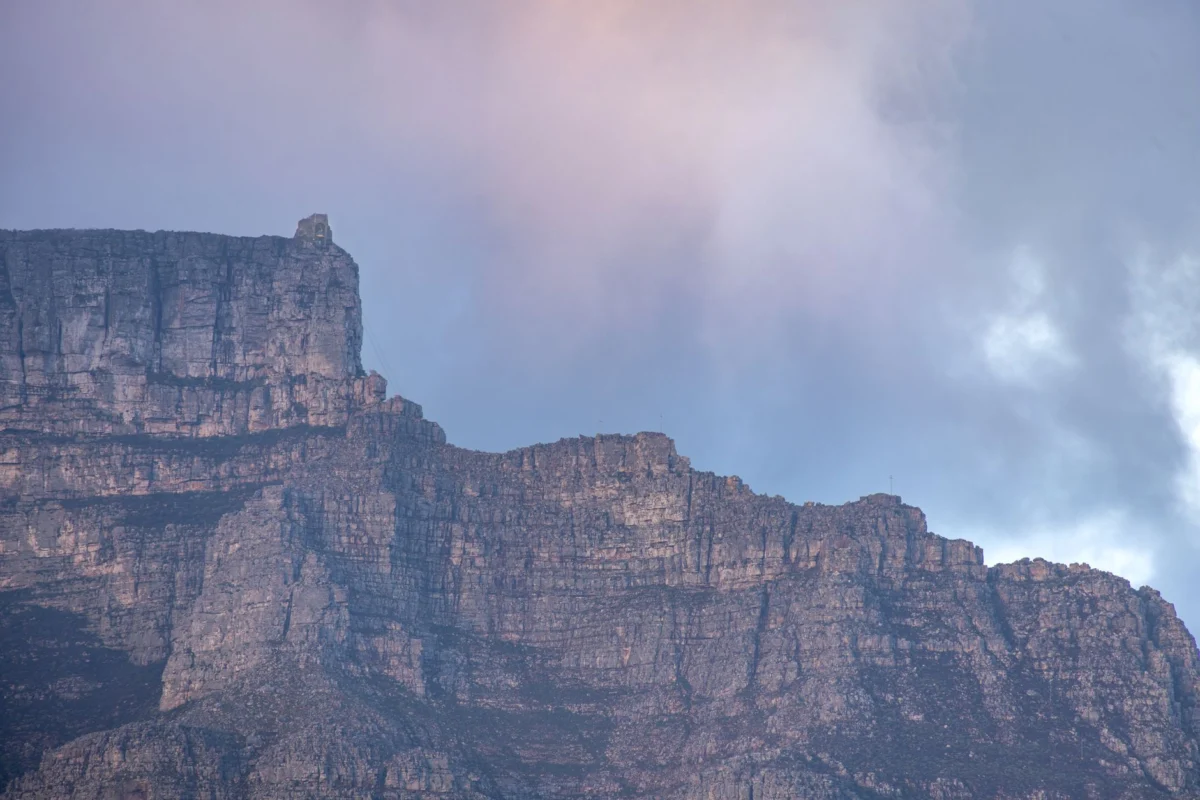 Romantic sunset view of Table Mountain in Cape Town