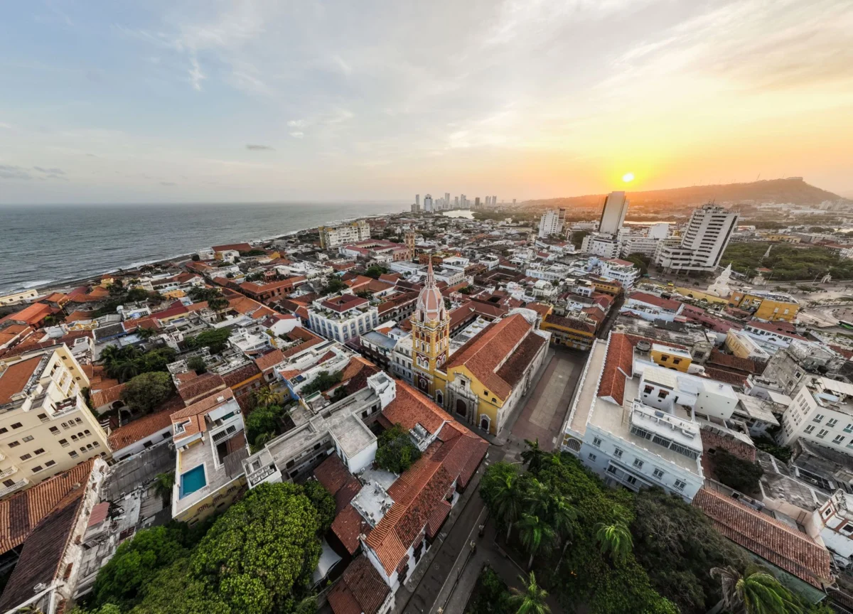 Romantic sunset over Cartagena's skyline