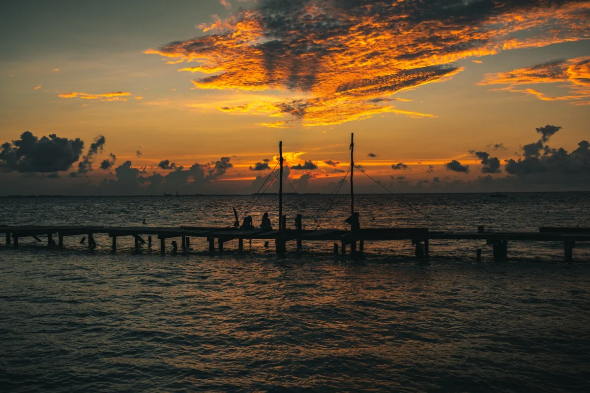 Sunset over the tranquil beaches of Caye Caulker