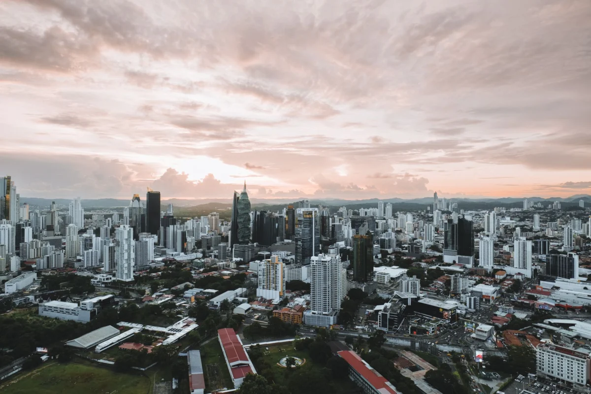 Cayenne cityscape with romantic sunset view